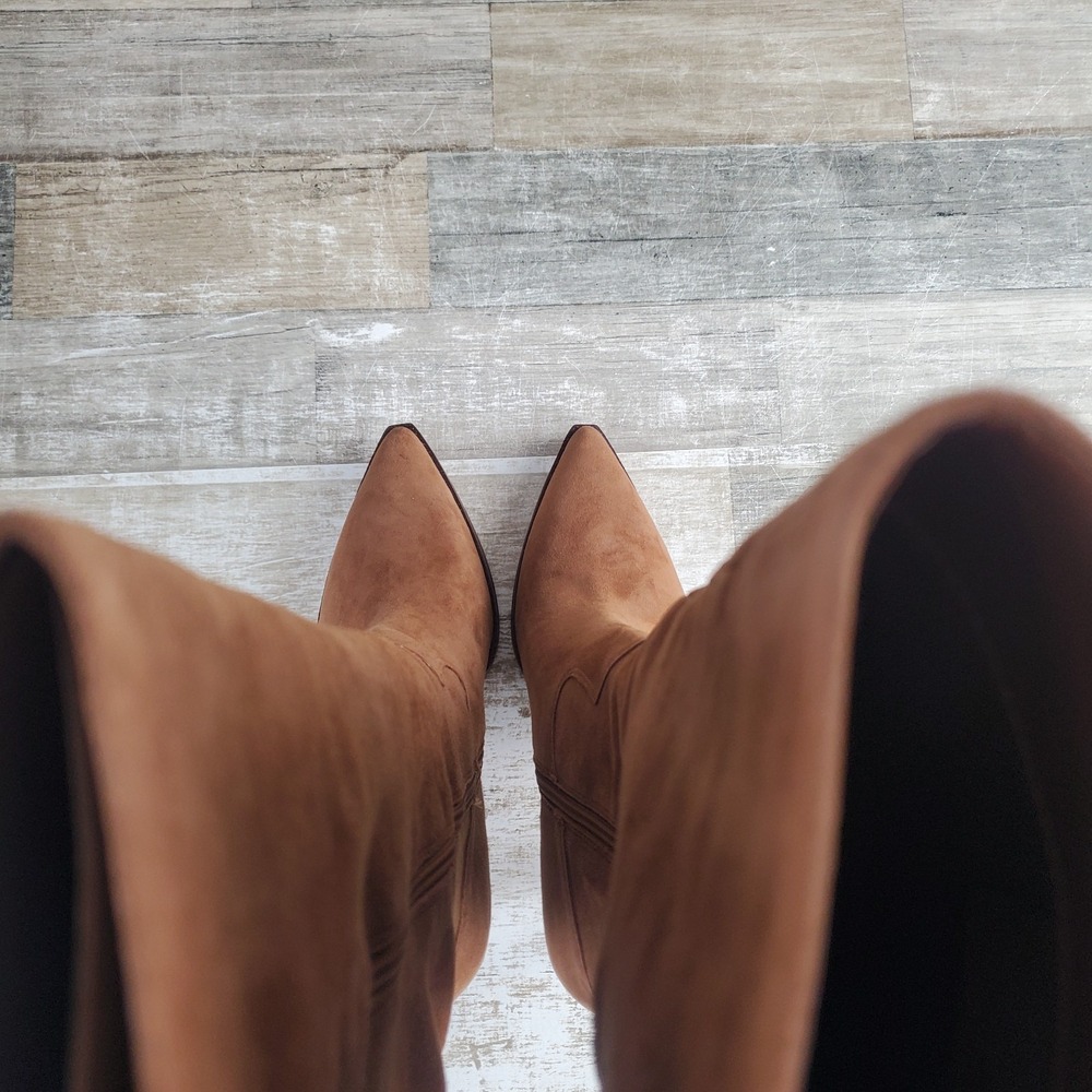 Vince Camuto Kindre Womens Knee High Boots Sz 8.5 M Burnt Sugar Sculpted Heel - Picture 6 of 10